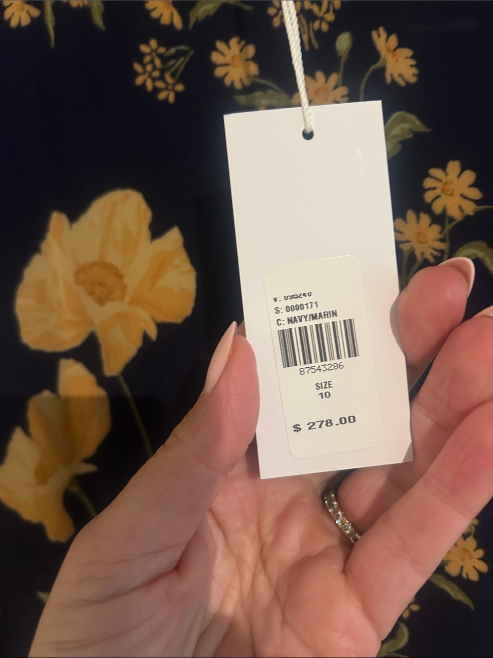 Women's Navy Floral Midi Dress with Yellow Print - Picture 2 of 5
